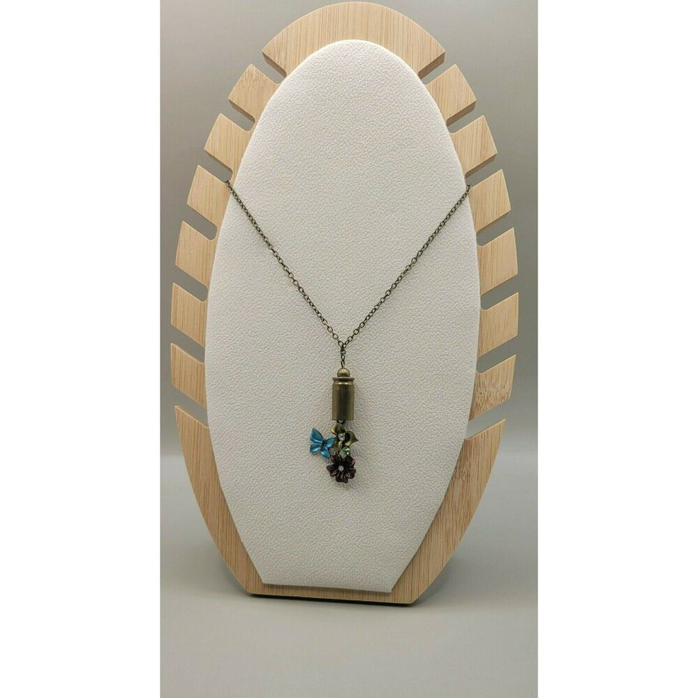 Metal flower charm bulletshell necklace